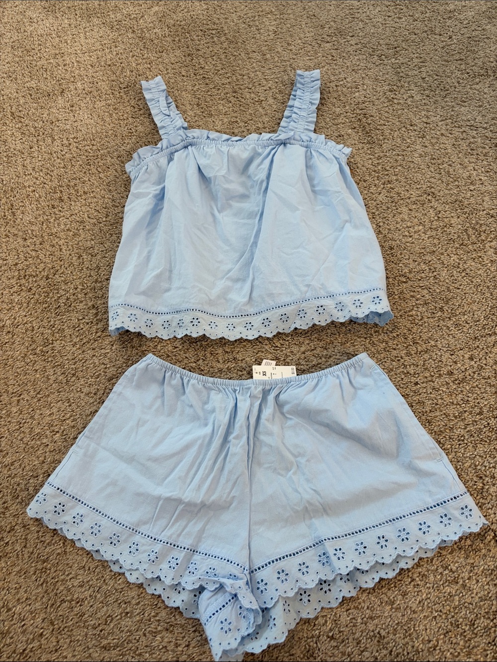 Auden Light Blue Eyelet Cotton Pajama Set - Women brand new with tags